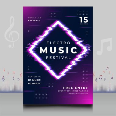 Modern ses dalgası şekil tasarımı ile yaratıcı tarzda zarif bir elektronik müzik festivali broşürü.