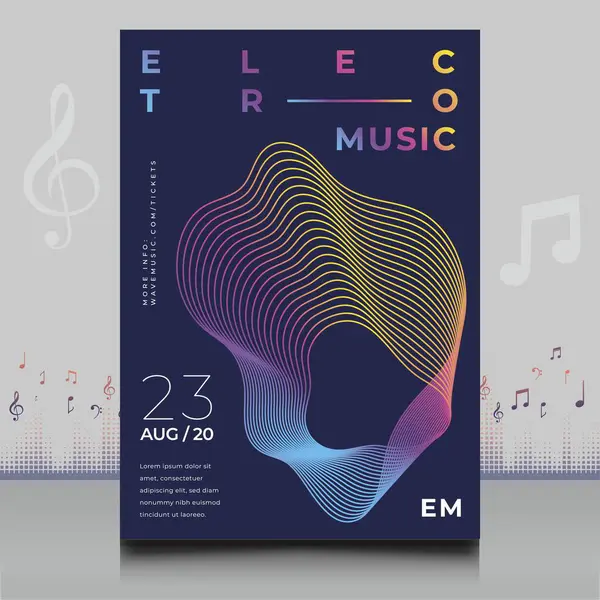 Elegante Volantino Festival Musica Elettronica Stile Creativo Con Design Moderno — Vettoriale Stock