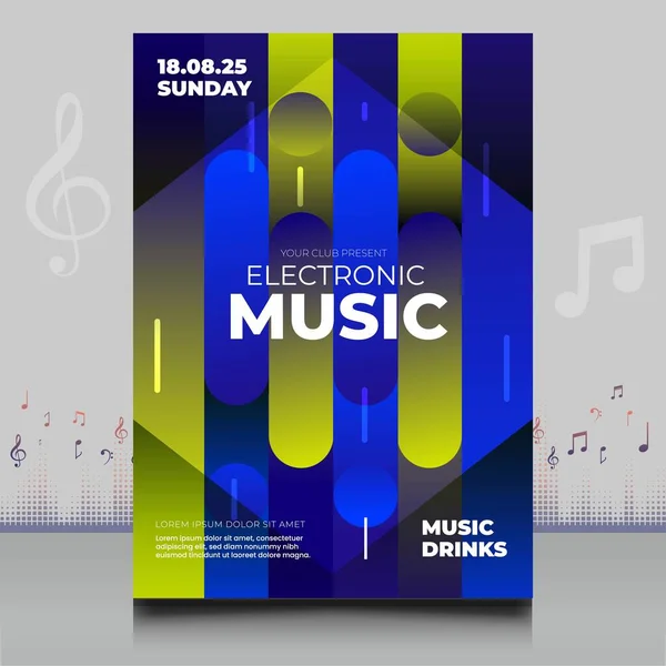 Élégant Prospectus Festival Musique Électronique Dans Style Créatif Avec Design — Image vectorielle