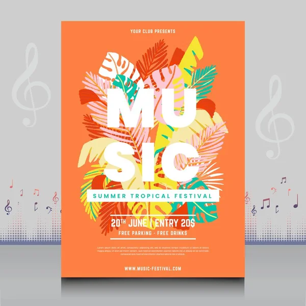 Elegancki Ręcznie Rysowany Plakat Festiwalu Muzycznego Kreatywnym Stylu Nowoczesnym Kształcie — Wektor stockowy