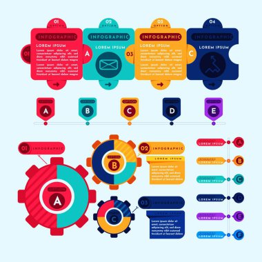Bilgi ögeleri ve araçlar iş bilgisi grafik şablonu sunum, web veya iş akışı şeması için kullanılabilir