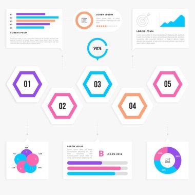 Bilgi ögeleri ve araçlar iş bilgisi grafik şablonu sunum, web veya iş akışı şeması için kullanılabilir