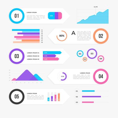 Bilgi ögeleri ve araçlar iş bilgisi grafik şablonu sunum, web veya iş akışı şeması için kullanılabilir