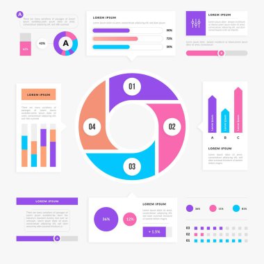 Bilgi ögeleri ve araçlar iş bilgisi grafik şablonu sunum, web veya iş akışı şeması için kullanılabilir