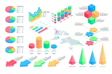 Bilgi ögeleri ve araçlar iş bilgisi grafik şablonu sunum, web veya iş akışı şeması için kullanılabilir