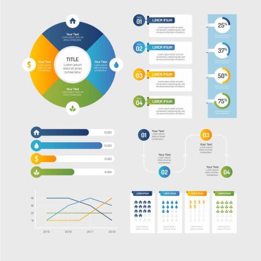 Bilgi ögeleri ve araçlar iş bilgisi grafik şablonu sunum, web veya iş akışı şeması için kullanılabilir