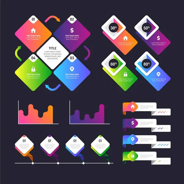 Kreativa Steg Samling Färgglada Företag Infographic Mall Kan Användas För — Stock vektor