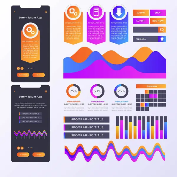 创意步骤集合彩色业务信息图形模板 可用于演示 Web或工作流程图布局 — 图库矢量图片