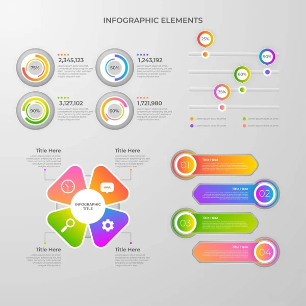创意步骤集合彩色业务信息图形模板 可用于演示 Web或工作流程图布局 — 图库矢量图片