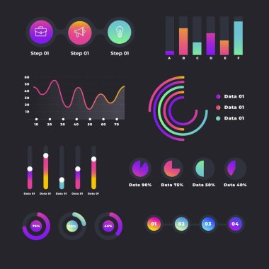 Modern Infographic element koleksiyonu & araçlar iş bilgi şablonu, sunum, web veya iş akışı şeması düzeni için kullanılabilir