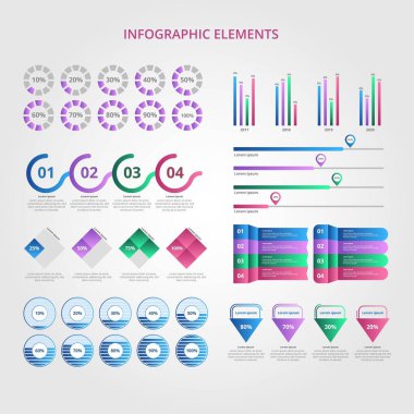 Modern Infographic element koleksiyonu & araçlar iş bilgi şablonu, sunum, web veya iş akışı şeması düzeni için kullanılabilir