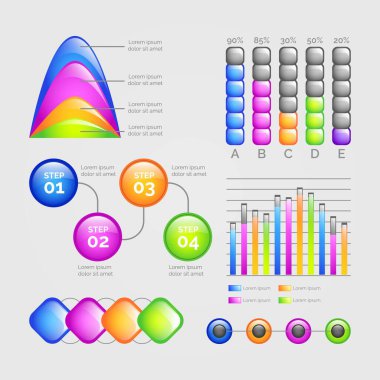 Modern Infographic element koleksiyonu & araçlar iş bilgi şablonu, sunum, web veya iş akışı şeması düzeni için kullanılabilir