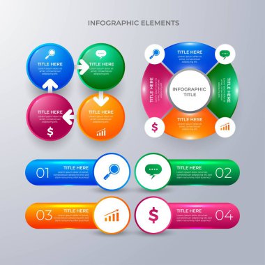 Modern Infographic element koleksiyonu & araçlar iş bilgi şablonu, sunum, web veya iş akışı şeması düzeni için kullanılabilir