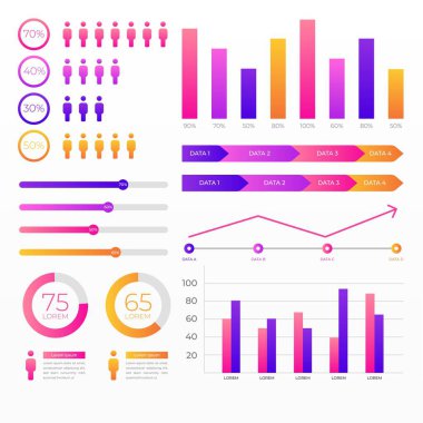 Modern Infographic element koleksiyonu & araçlar iş bilgi şablonu, sunum, web veya iş akışı şeması düzeni için kullanılabilir