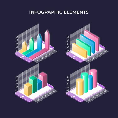 Modern Infographic element koleksiyonu & araçlar iş bilgi şablonu, sunum, web veya iş akışı şeması düzeni için kullanılabilir