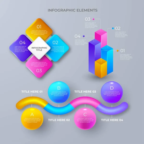 Modern Infographic Element Koleksiyonu Araçlar Bilgi Şablonu Sunum Web Veya — Stok Vektör