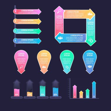 Modern Infographic element koleksiyonu & araçlar iş bilgi şablonu, sunum, web veya iş akışı şeması düzeni için kullanılabilir