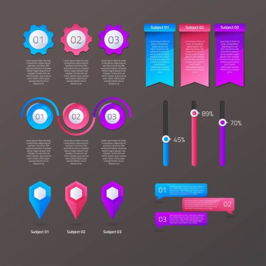 Modern Infographic element koleksiyonu & araçlar iş bilgi şablonu, sunum, web veya iş akışı şeması düzeni için kullanılabilir