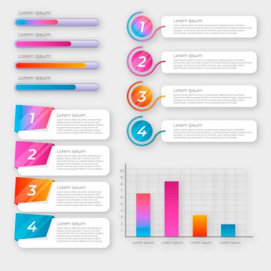 Modern Infographic element koleksiyonu & araçlar iş bilgi şablonu, sunum, web veya iş akışı şeması düzeni için kullanılabilir