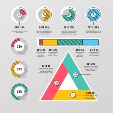 Modern Infographic element koleksiyonu & araçlar iş bilgi şablonu, sunum, web veya iş akışı şeması düzeni için kullanılabilir