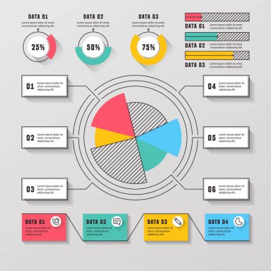 Modern Infographic element koleksiyonu & araçlar iş bilgi şablonu, sunum, web veya iş akışı şeması düzeni için kullanılabilir