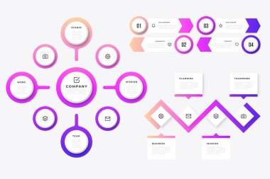 Modern Infographic element koleksiyonu & araçlar iş bilgi şablonu, sunum, web veya iş akışı şeması düzeni için kullanılabilir