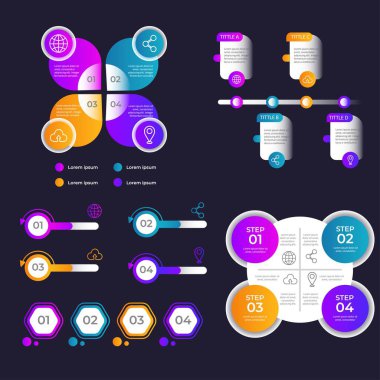Modern Infographic element koleksiyonu & araçlar iş bilgi şablonu, sunum, web veya iş akışı şeması düzeni için kullanılabilir