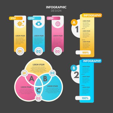Modern Infographic element koleksiyonu & araçlar iş bilgi şablonu, sunum, web veya iş akışı şeması düzeni için kullanılabilir