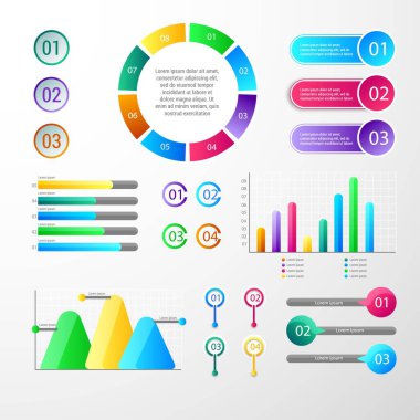 Modern Infographic element koleksiyonu & araçlar iş bilgi şablonu, sunum, web veya iş akışı şeması düzeni için kullanılabilir