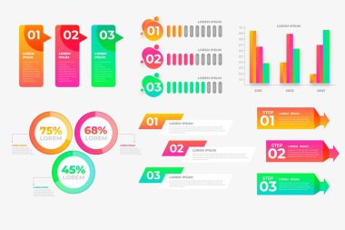 Modern Infographic element koleksiyonu & araçlar iş bilgi şablonu, sunum, web veya iş akışı şeması düzeni için kullanılabilir