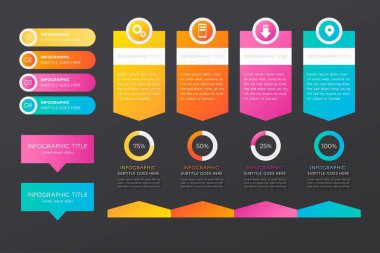 Modern Infographic element koleksiyonu & araçlar iş bilgi şablonu, sunum, web veya iş akışı şeması düzeni için kullanılabilir