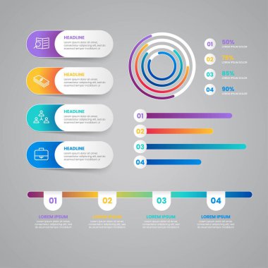 Modern Infographic element koleksiyonu & araçlar iş bilgi şablonu, sunum, web veya iş akışı şeması düzeni için kullanılabilir