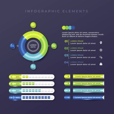 Modern Infographic element koleksiyonu & araçlar iş bilgi şablonu, sunum, web veya iş akışı şeması düzeni için kullanılabilir