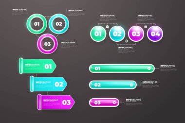 modern bilgi ögeleri ve araçlar iş adımları infografik şablon, sunum, web veya iş akışı şeması için kullanılabilir