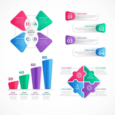 modern bilgi ögeleri ve araçlar iş adımları infografik şablon, sunum, web veya iş akışı şeması için kullanılabilir