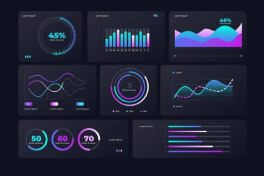 dashboard user panel template design for business presentations or workflow diagrams layout clipart