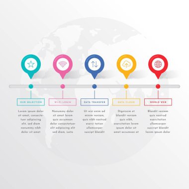 dünya haritası bilgi araçları iş şablonu sunum, web veya iş akışı şeması için kullanılabilir
