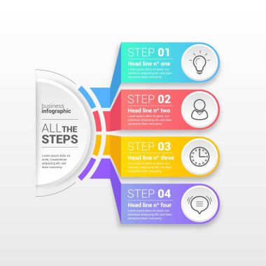 modern bilgi ögeleri ve araçlar iş adımları infografik şablon, sunum, web veya iş akışı şeması için kullanılabilir