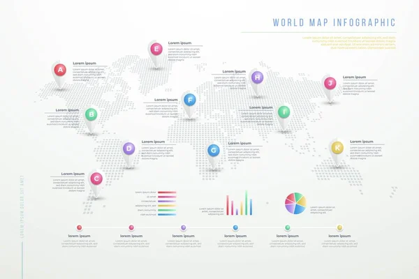 Weltkarte Infografik Tools Geschäftsvorlage Kann Für Präsentation Web Oder Workflow — Stockvektor