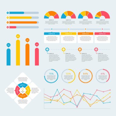 Modern Infographic element koleksiyonu & araçlar iş bilgi şablonu, sunum, web veya iş akışı şeması düzeni için kullanılabilir