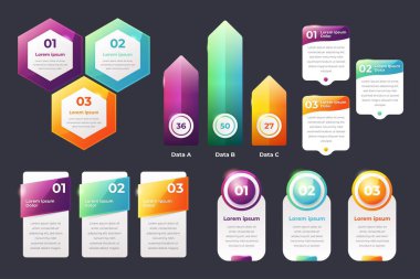 Modern Infographic element koleksiyonu & araçlar iş bilgi şablonu, sunum, web veya iş akışı şeması düzeni için kullanılabilir