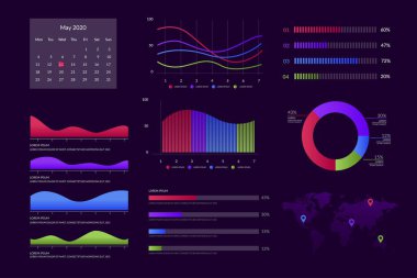 Modern Infographic element koleksiyonu & araçlar iş bilgi şablonu, sunum, web veya iş akışı şeması düzeni için kullanılabilir