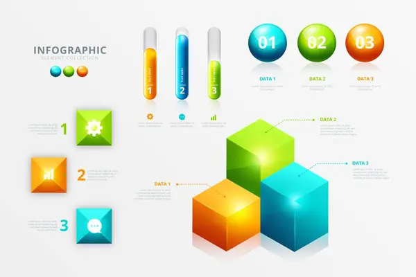 Kreatywny Realistyczny Zbiór Elementów Infograficznych Narzędzi Biznesowy Szablon Infograficzny Może — Wektor stockowy