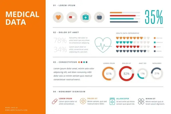 Projeto Infográfico Cuidados Médicos Para Apresentações Negócios Diagramas Fluxo Trabalho —  Vetores de Stock