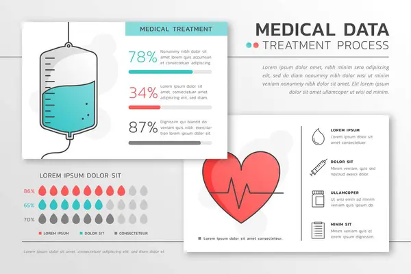Medicina Dados Cuidados Saúde Design Infográfico Para Apresentações Negócios Diagramas —  Vetores de Stock
