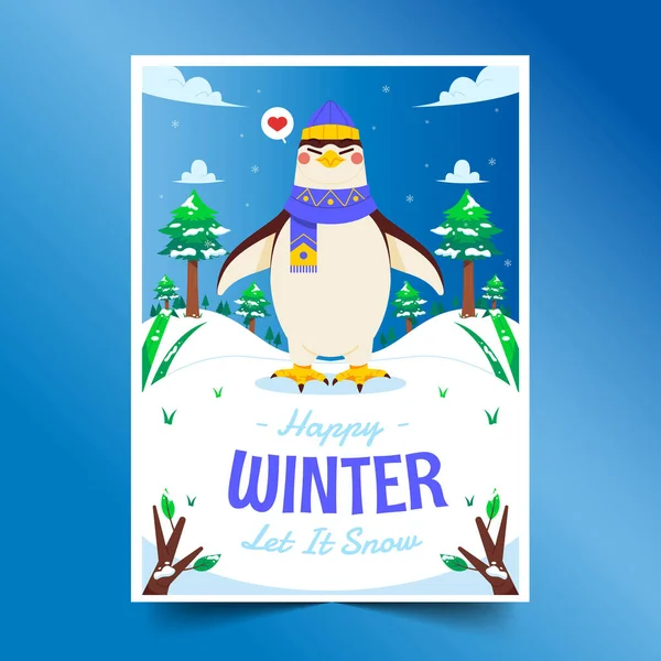 Flat Greeting Cards Collection Winter Season Design Vector Illustration — Stock Vector