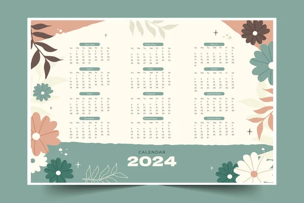 Hand Drawn 2024 Calendar Template Design Vector Illustration Stock ...