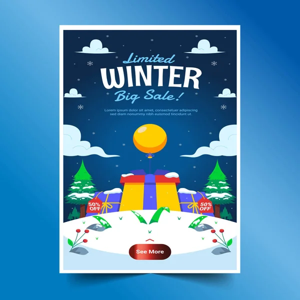 Banner Plano Colección Invierno Temporada Diseño Vector Ilustración — Vector de stock