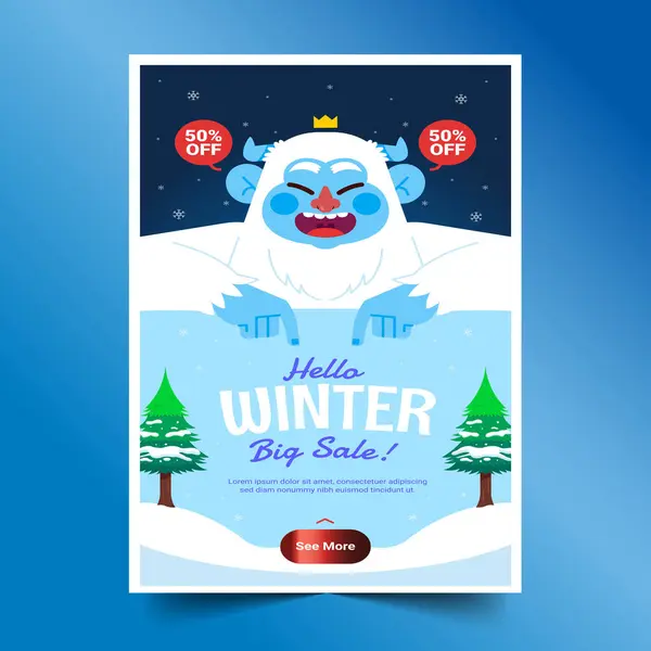 Flat Banner Collection Winter Season Design Vector Illustration — Stock Vector