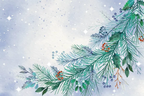 Иллюстрация Вектора Дизайна Зимнего Сезона Акварелью — стоковый вектор